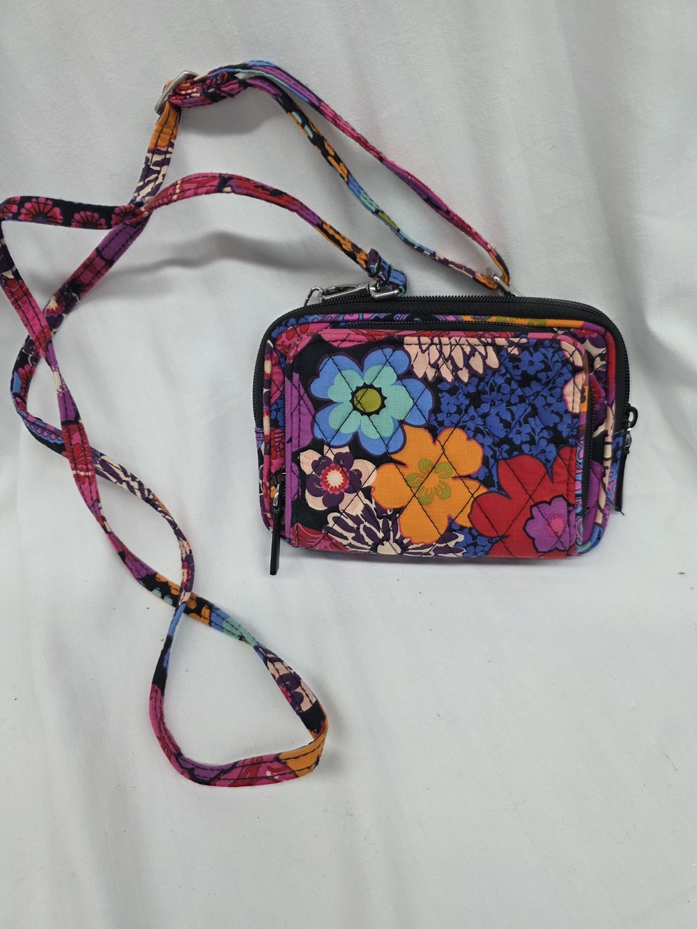 Vera Bradley Bright Floral Quilted Crossbody in Blue, Pink, Orange